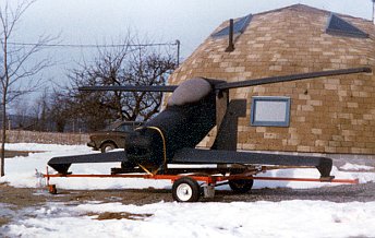 Loading the completed and primed airframe on a custom trailer for the trip to the Norridgewock Airport.