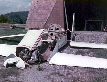 Results of an ill-advised runway hop, deposited back at home.